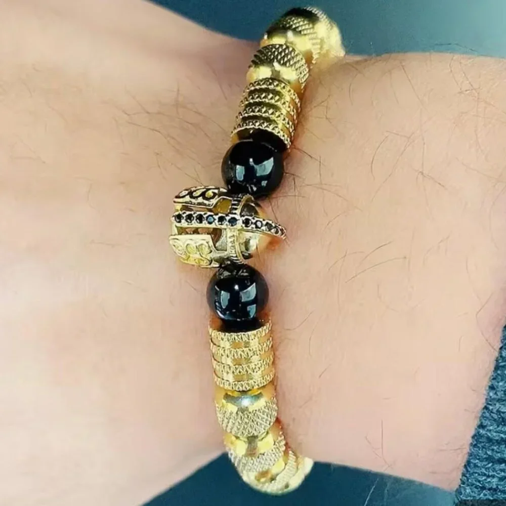 NEW - ARMOR OF GOD HELMET OF SALVATION STUNNING STAINLESS-STEEL BRACELET - GOLD - Picture 3 of 5